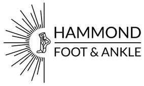 A black and white logo of hammonds foot & ankle
